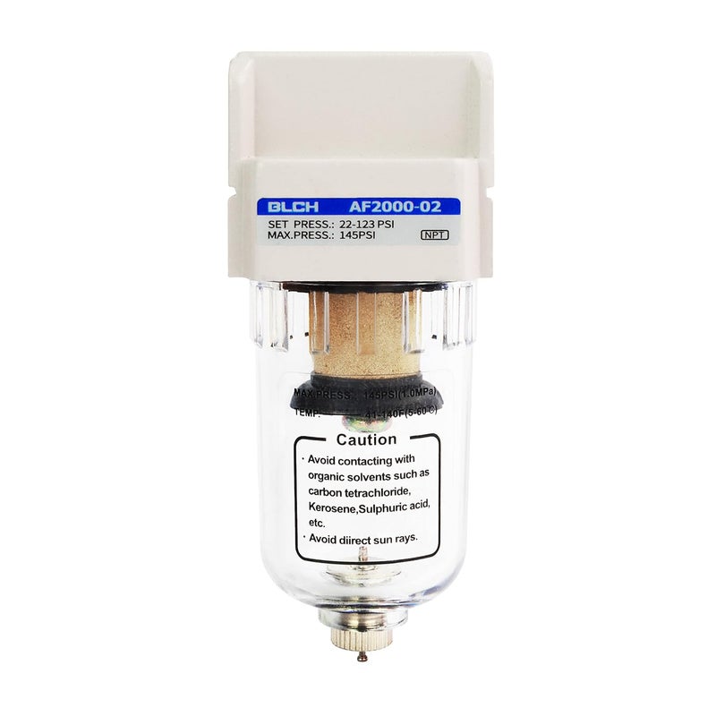 BLCH 1/4" NPT Air Line Dryer - Air Dryer for Compressor,Compressed Air Dryer Air Drying System AF2000-02Z Manual Drain Poly Bowl 0-160 PSI 5μm - Image 1